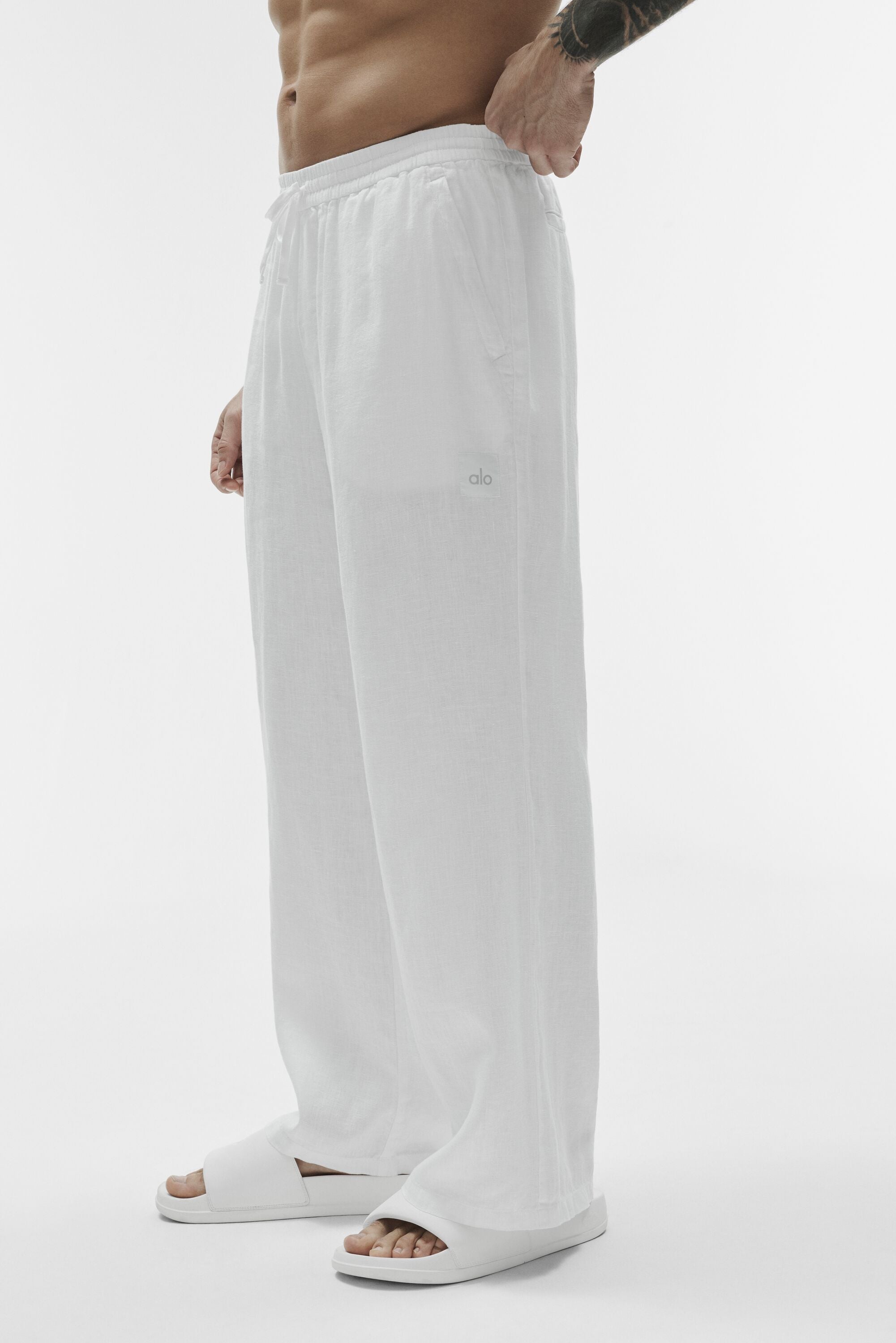 Alo Yoga Linen Days Straight Leg Pant - White