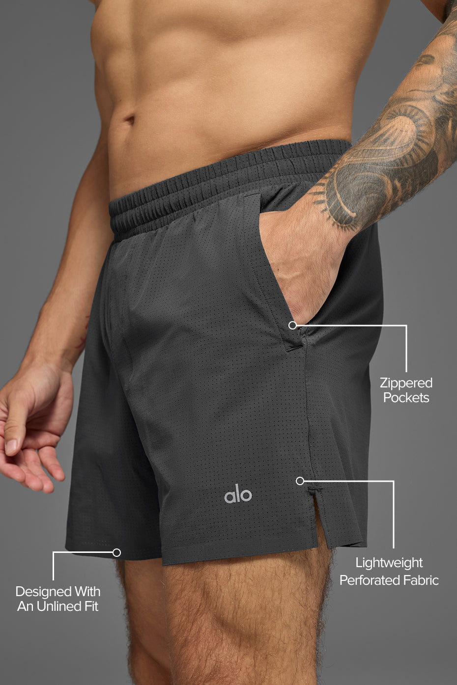 Alo Yoga 5" Traction Running Short - Anthracite