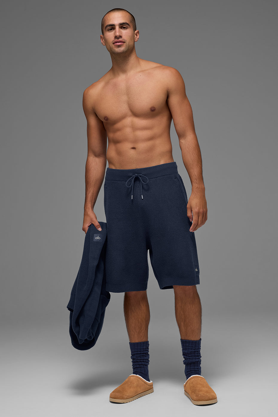 Alo Yoga 7" Sports Club Sweater Knit Short - Navy