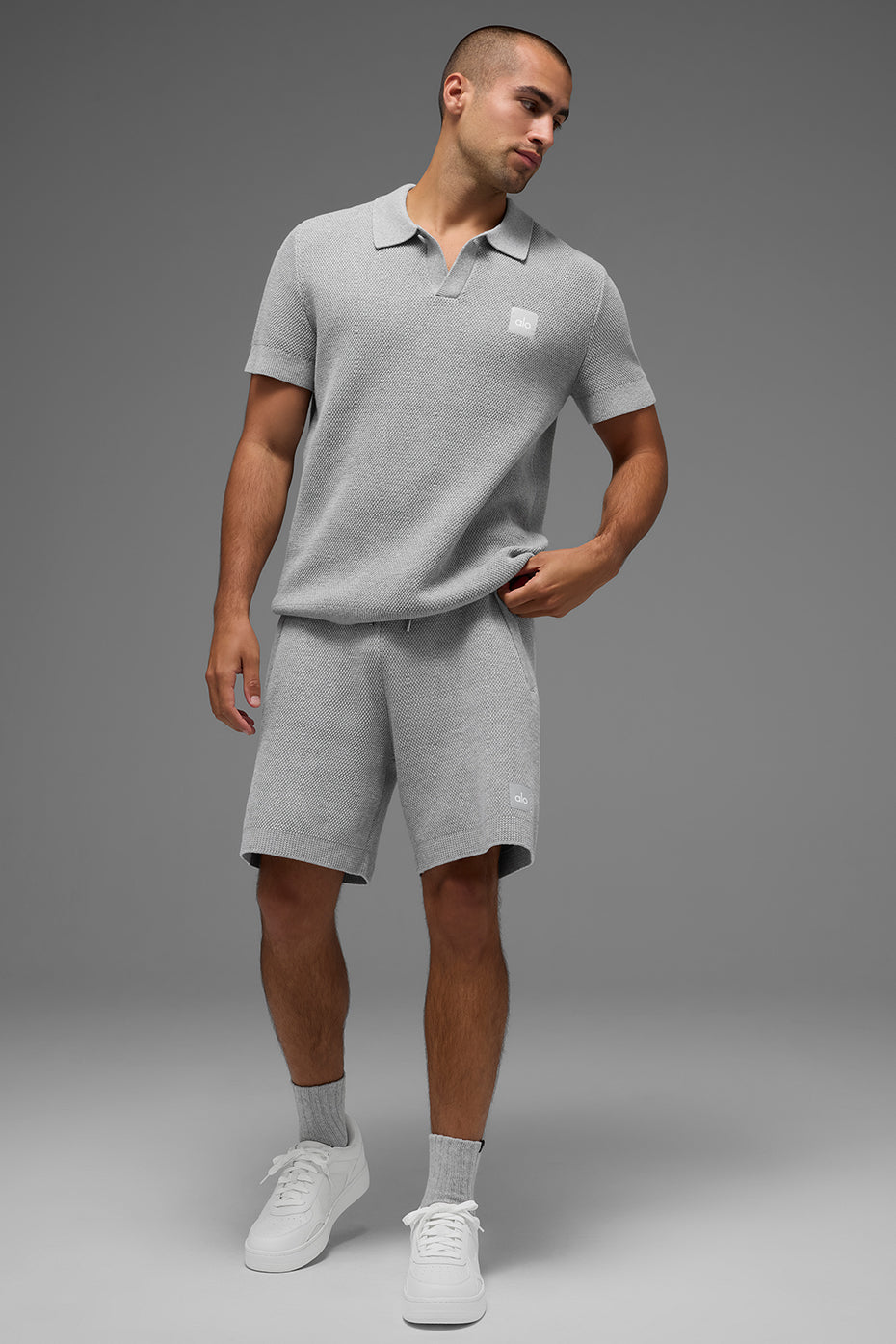 Alo Yoga 7" Sports Club Sweater Knit Short - Athletic Heather Grey