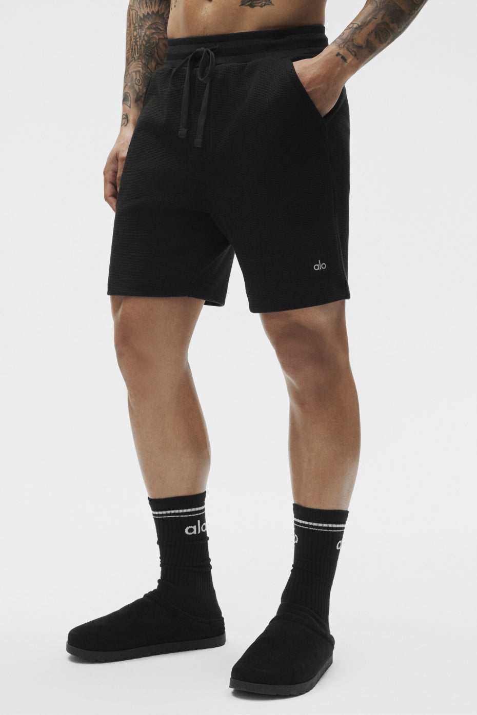 Alo Yoga 7" Waffle Lounge Short - Black