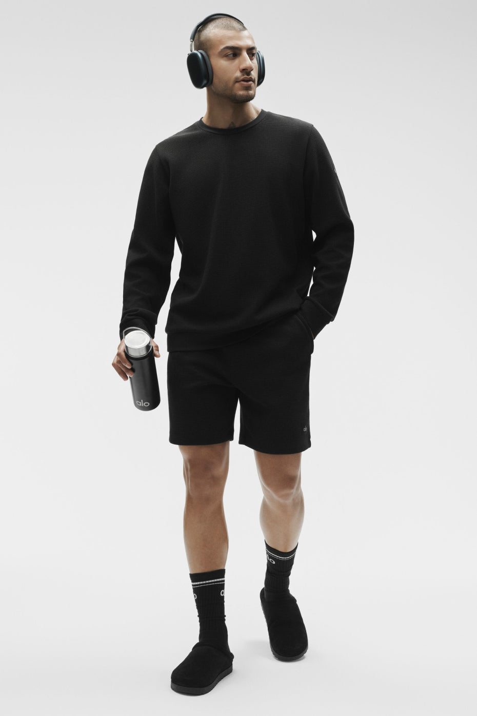 Alo Yoga 7" Waffle Lounge Short - Black
