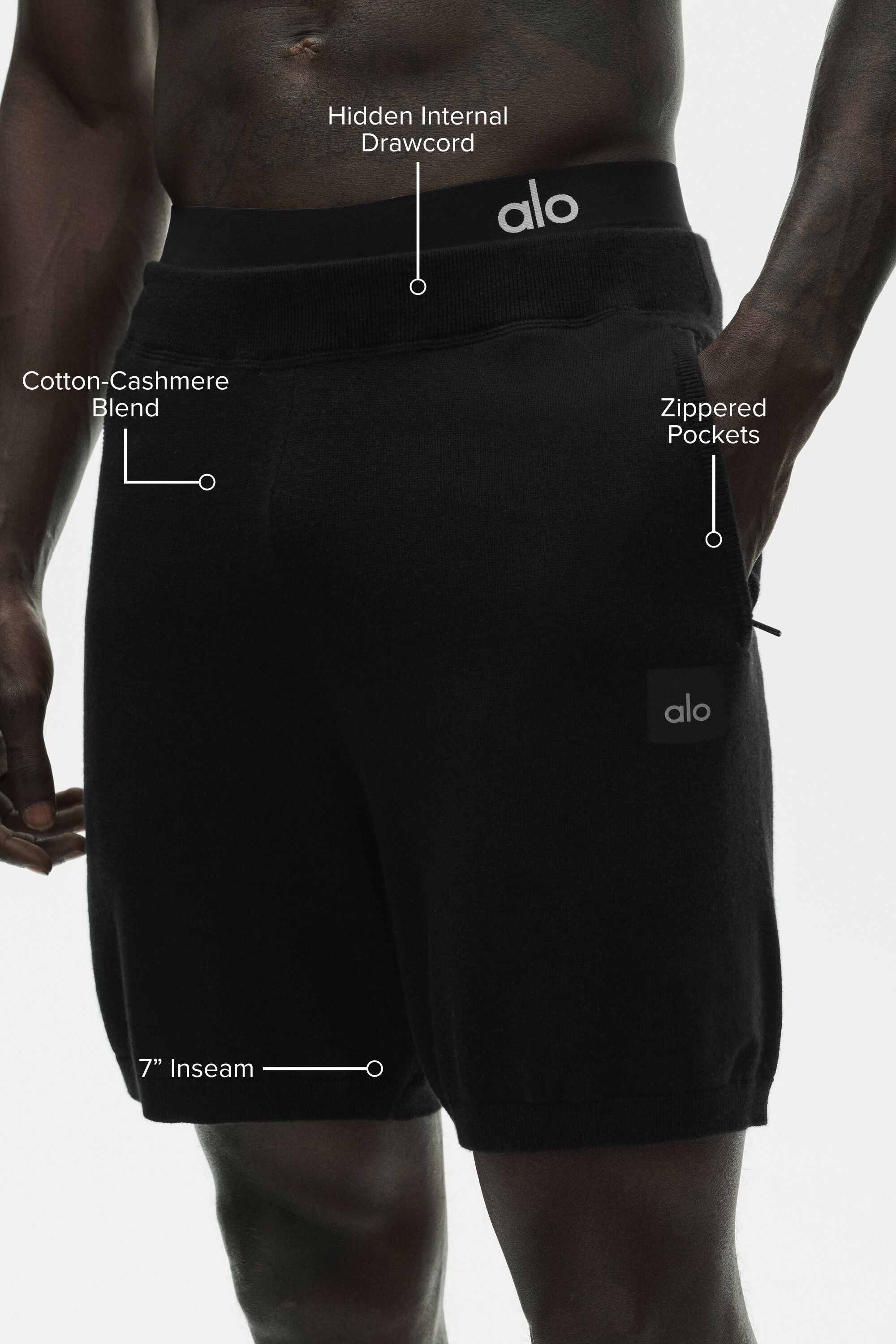 Alo Yoga 7" Cotton Cashmere Ever Soft Short - Black