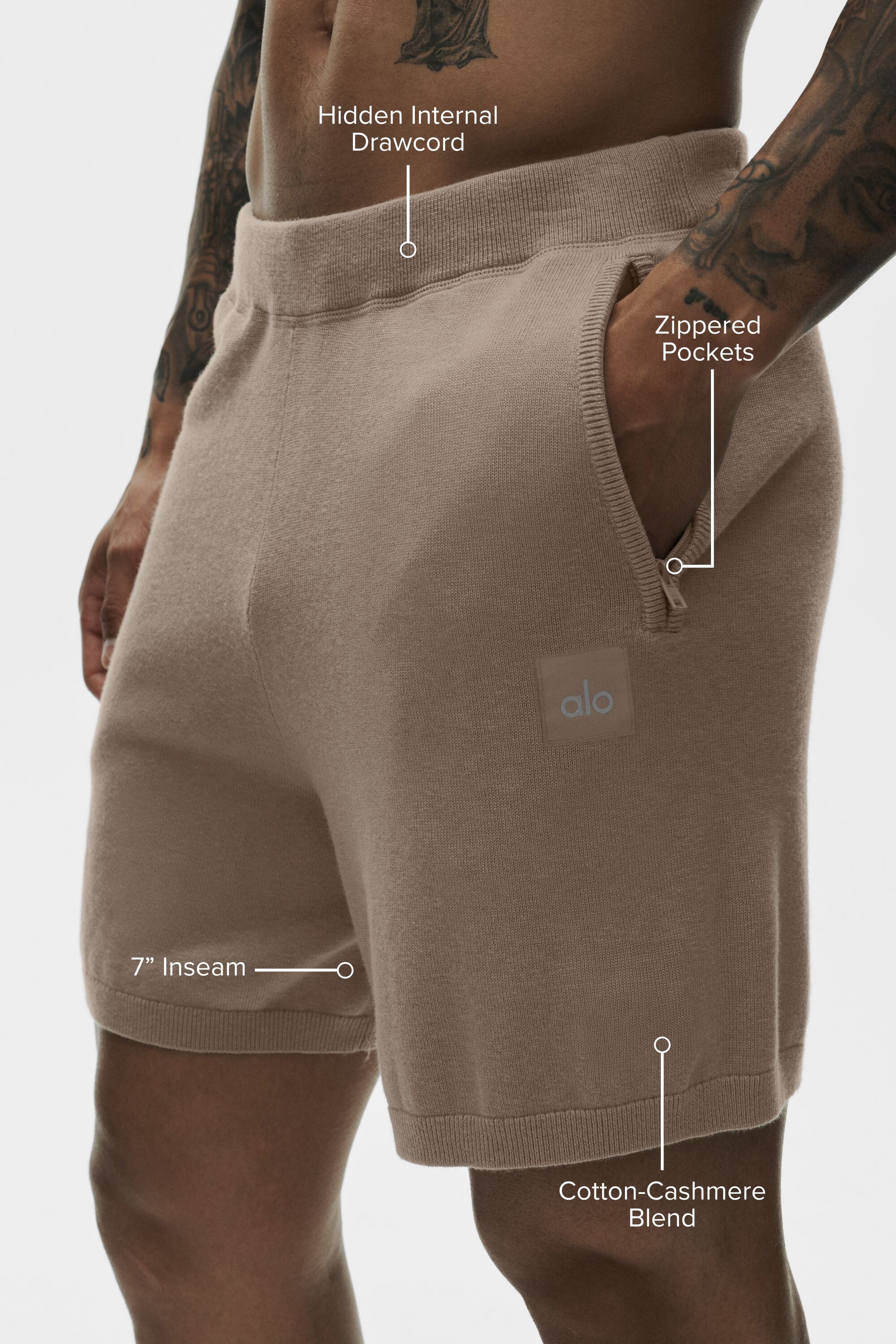 Alo Yoga 7" Cotton Cashmere Ever Soft Short - Gravel