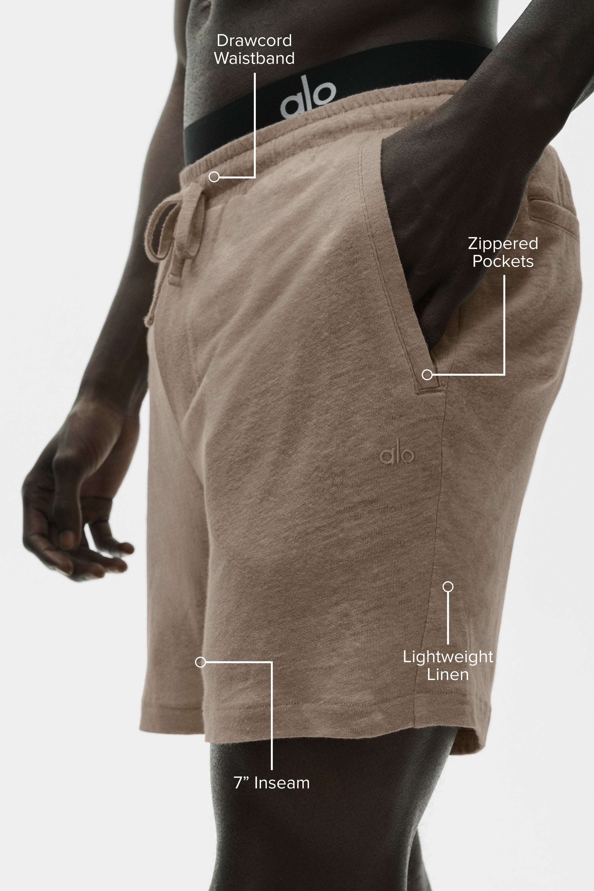Alo Yoga 7" Linen Jersey Coastal Short - Gravel