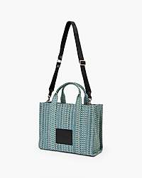 Marc Jacobs The Washed Monogram Denim Medium Tote Bag Sun Faded Denim