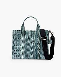 Marc Jacobs The Washed Monogram Denim Medium Tote Bag Sun Faded Denim