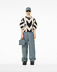 Marc Jacobs The Washed Monogram Denim Crossbody Tote Bag Sun Faded Denim