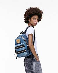 Marc Jacobs The Biker Colorblock Denim Medium Backpack Indigo Multi