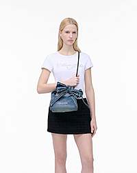 Marc Jacobs The Bow Denim Mini Sack Bag Medium Wash Indigo