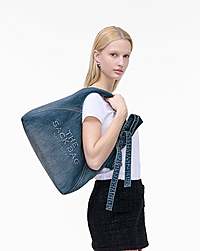 Marc Jacobs The Bow Denim Sack Bag Medium Wash Indigo