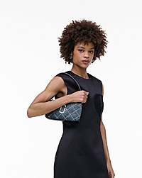 Marc Jacobs The Quilted Denim Snapshot Convertible Shoulder Bag Light Wash Indigo