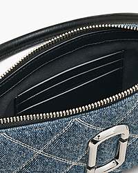 Marc Jacobs The Quilted Denim Snapshot Convertible Shoulder Bag Light Wash Indigo