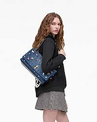 Marc Jacobs The Trinket Charm Denim Large Dual Bag Medium Wash Multi