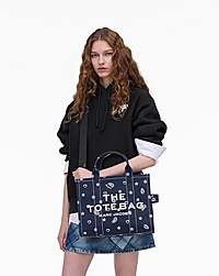 Marc Jacobs The Bandana Canvas Medium Tote Bag Navy Multi