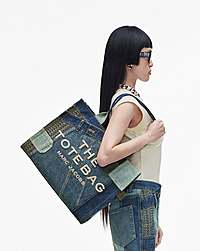 Marc Jacobs The Deconstructed Denim Large Tote Bag Indigo Multi