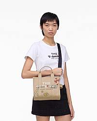 Marc Jacobs The Daisy Doodle Canvas Small Tote Bag Beige Multi