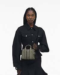 Marc Jacobs The Monogram Leather Crossbody Tote Bag Black/white