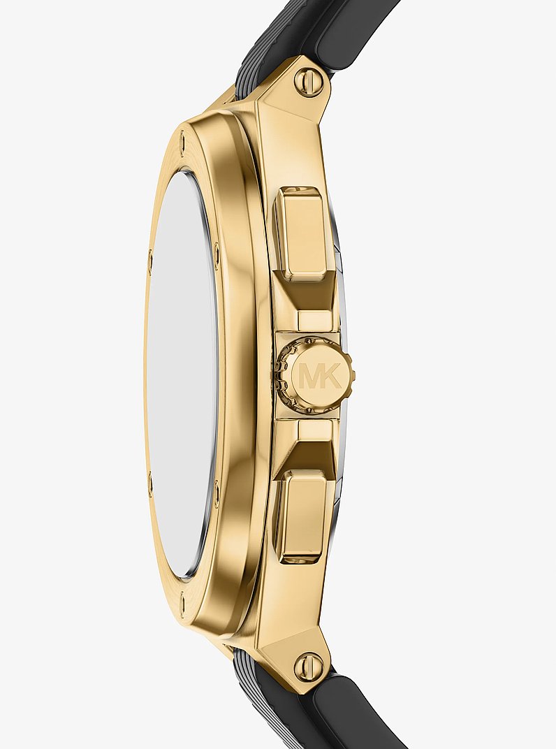 Michael Kors Oversized Lennox Gold-Tone and Silicone Watch Gold