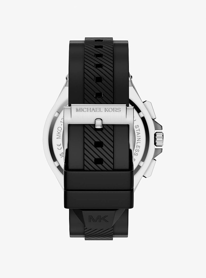 Michael Kors Oversized Lennox Pave Silver-Tone and Silicone Watch Silver