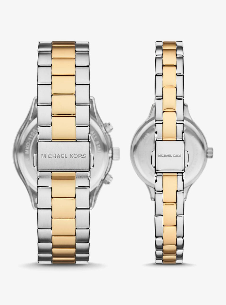 Michael Kors Aspyn His and Hers Pave Two-Tone Watch Set Two Tone
