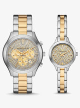 Michael Kors Aspyn His and Hers Pave Two-Tone Watch Set Two Tone
