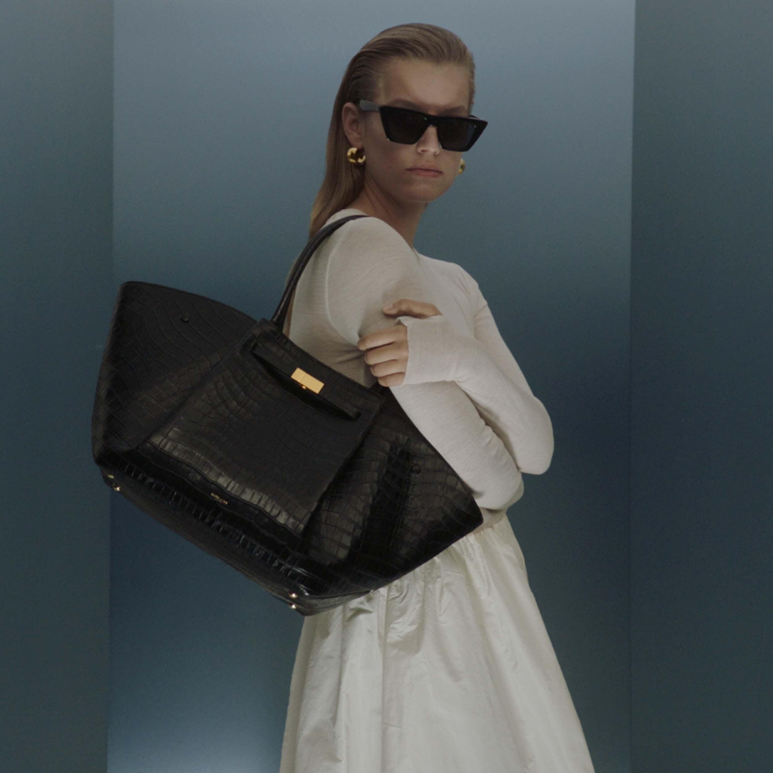 DeMellier The New York black croc-effect