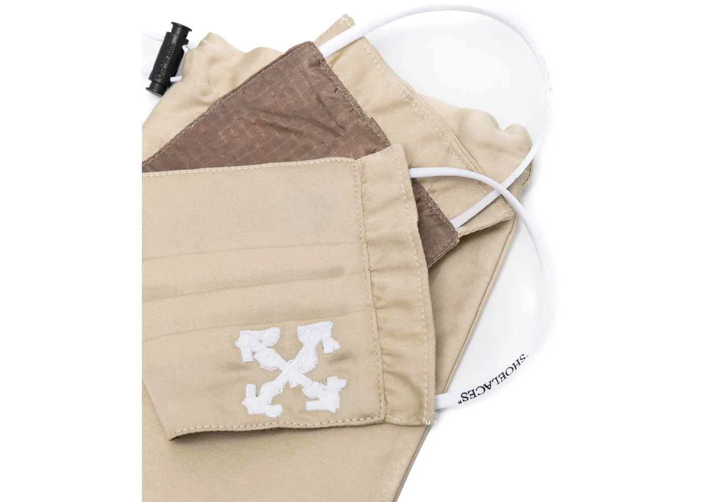 Off-White Embroidered Arrows Mask/Bag Beige/White