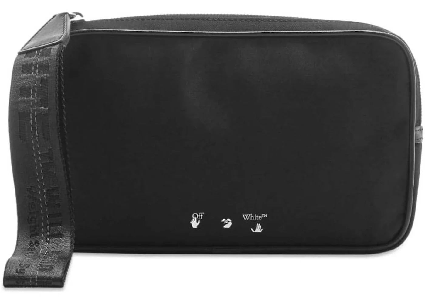 off-white logo nylon pouch bag black