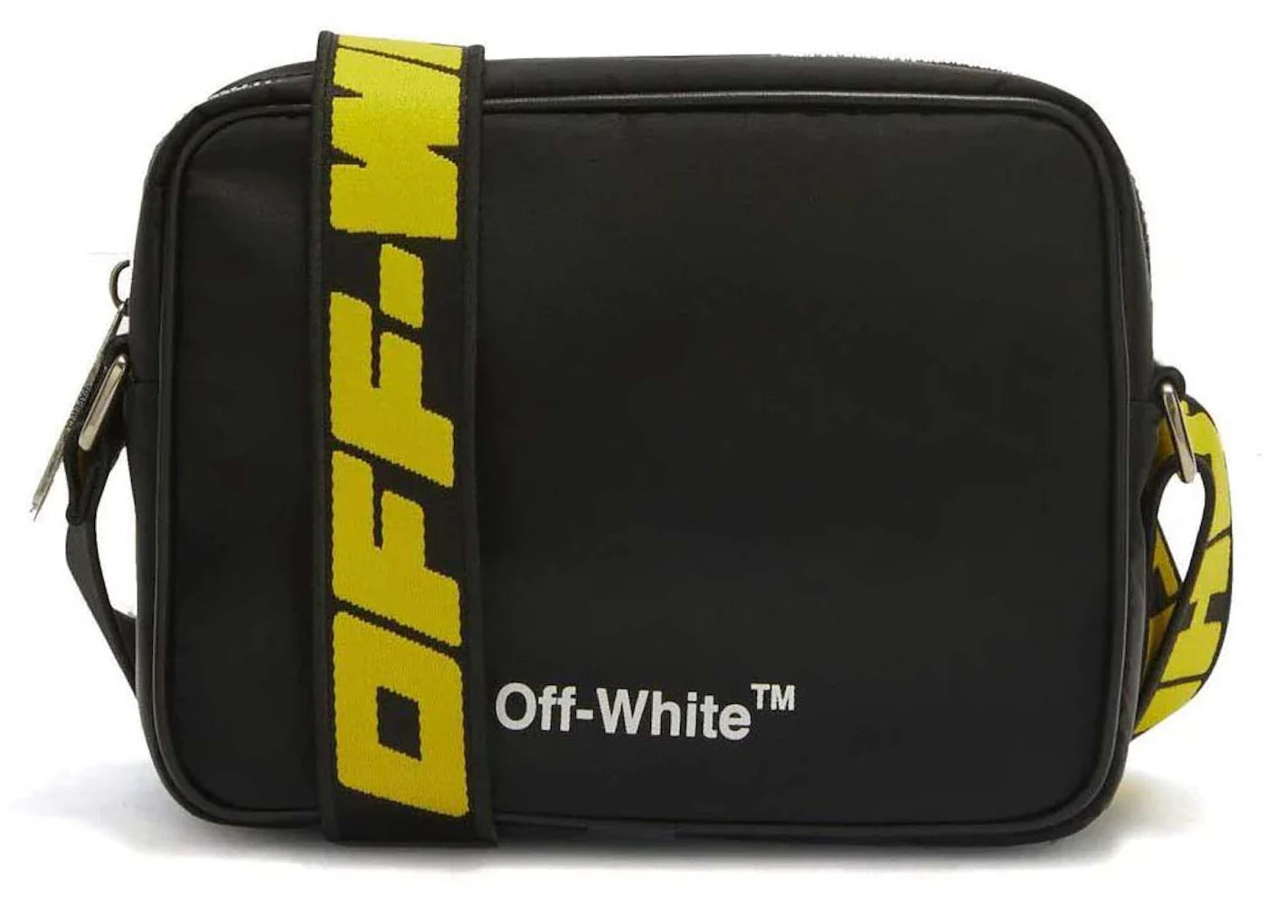 off-white logo-print shoulder bag black/yellow