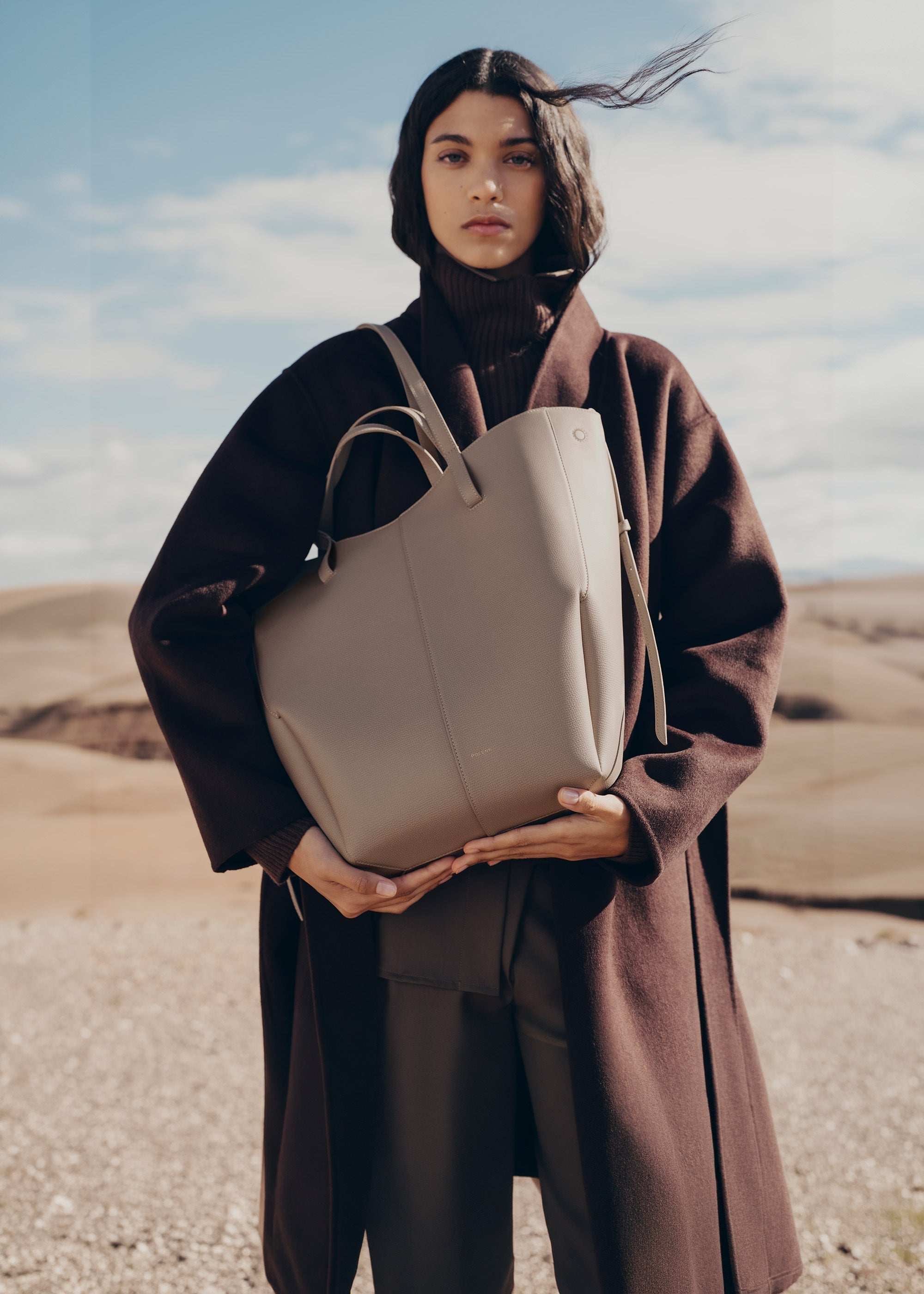Polene Cyme Tote Textured Taupe