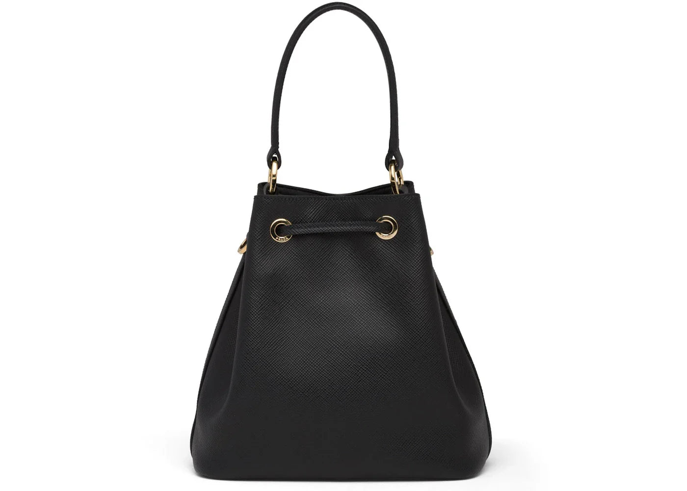 Prada Bucket Bag Saffiano Leather Gold-Tone Black