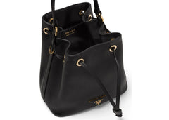 prada bucket bag saffiano leather gold-tone black