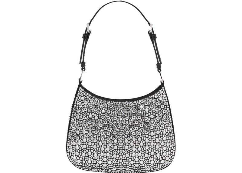 prada cleo satin bag with appliques metal