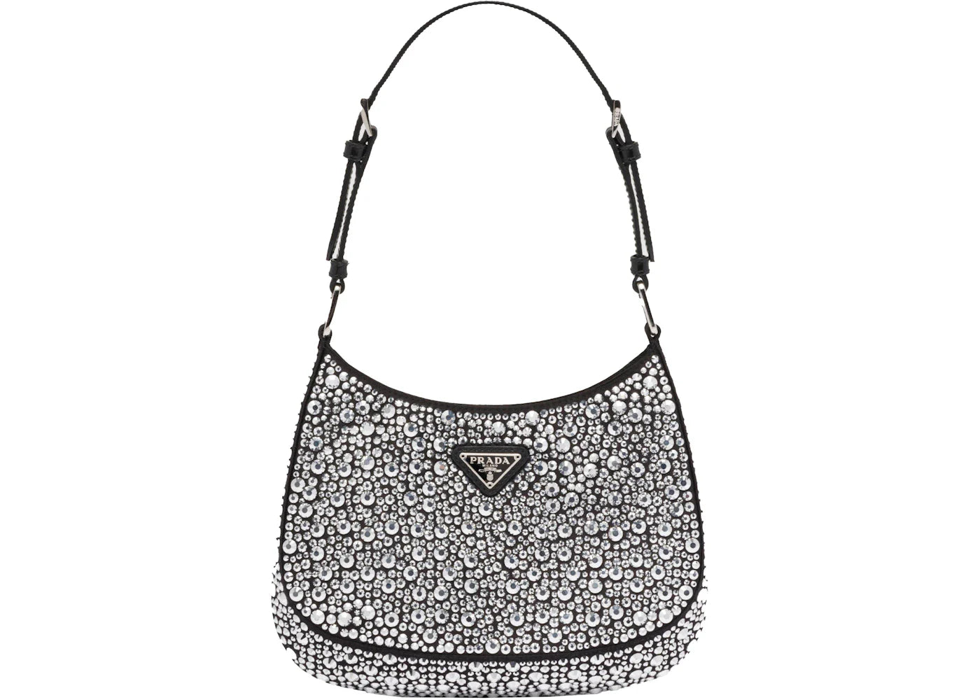 prada cleo satin bag with appliques metal