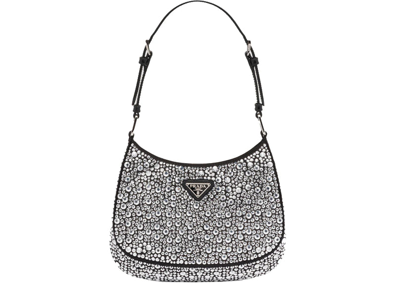 prada cleo satin bag with appliques metal