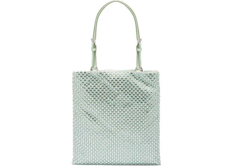 prada embellished satin handbag aqua