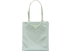 prada embellished satin handbag aqua