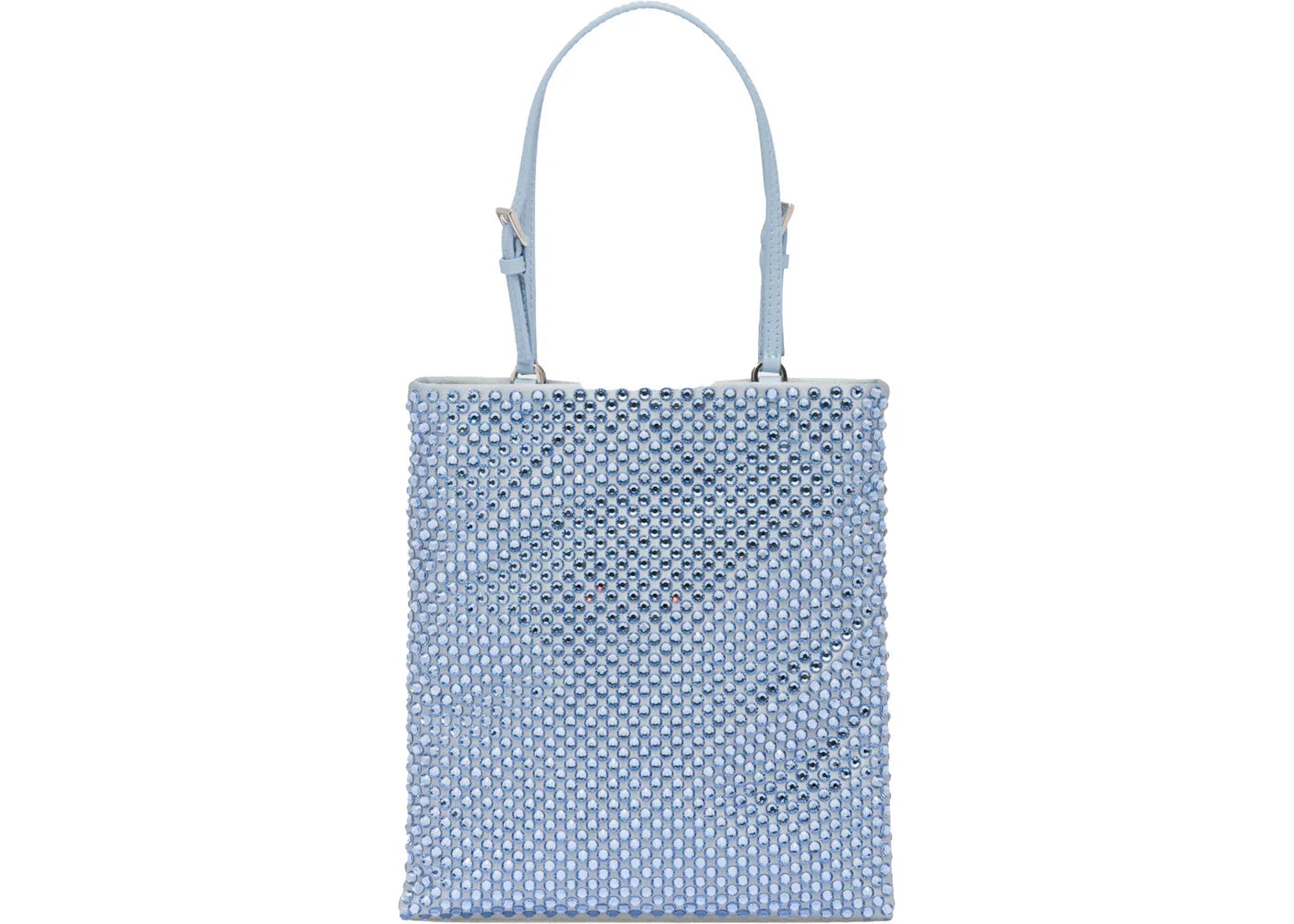 prada embellished satin handbag celeste