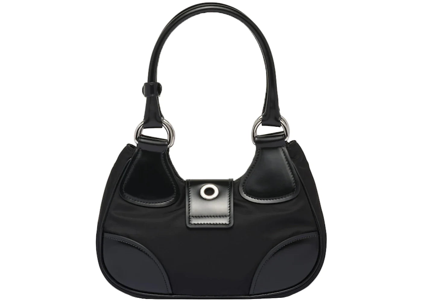 prada moon re-nylon and leather bag black