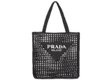 Prada Raffia Tote Bag Black