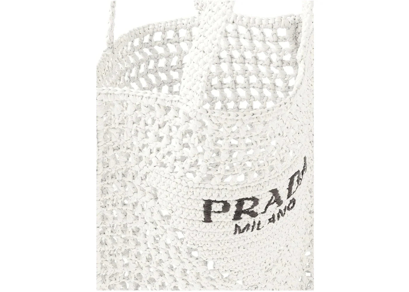 Prada Raffia Tote Bag White
