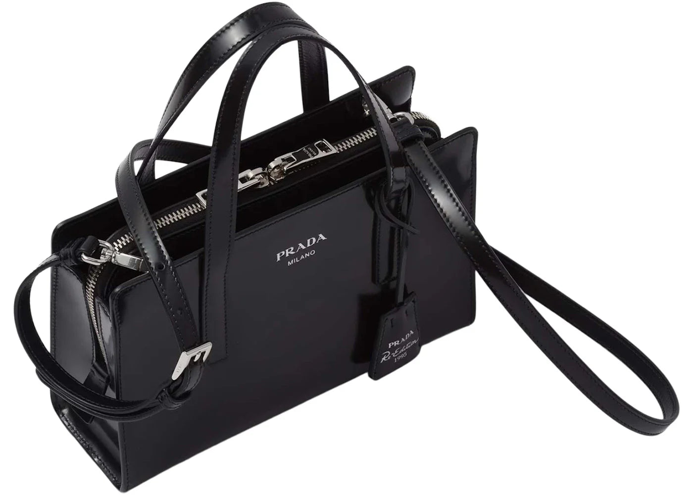 prada re-edition 1995 brushed-leather mini handbag black