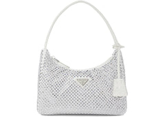 prada re-edition 2000 crystal mini bag white