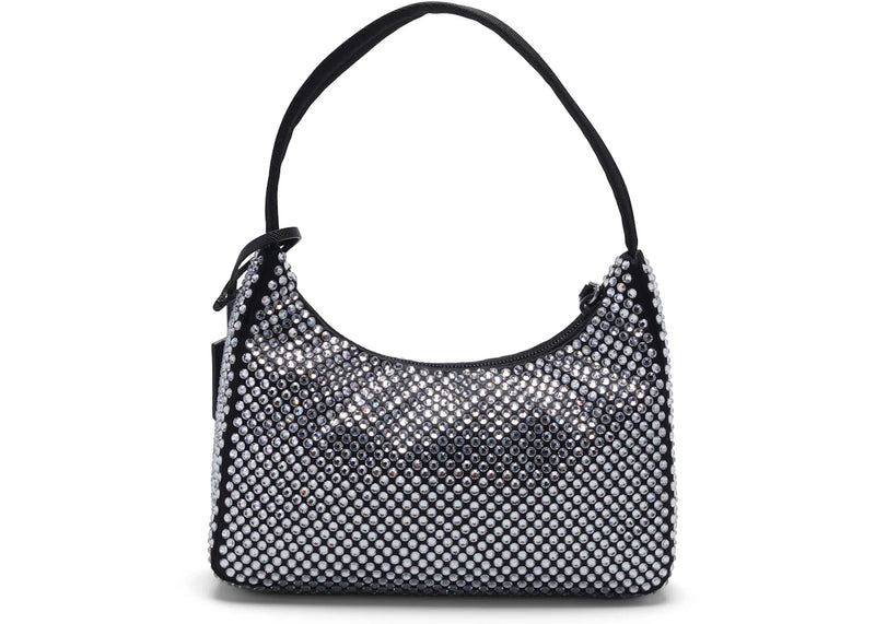 prada re-edition 2000 crystal mini bag black