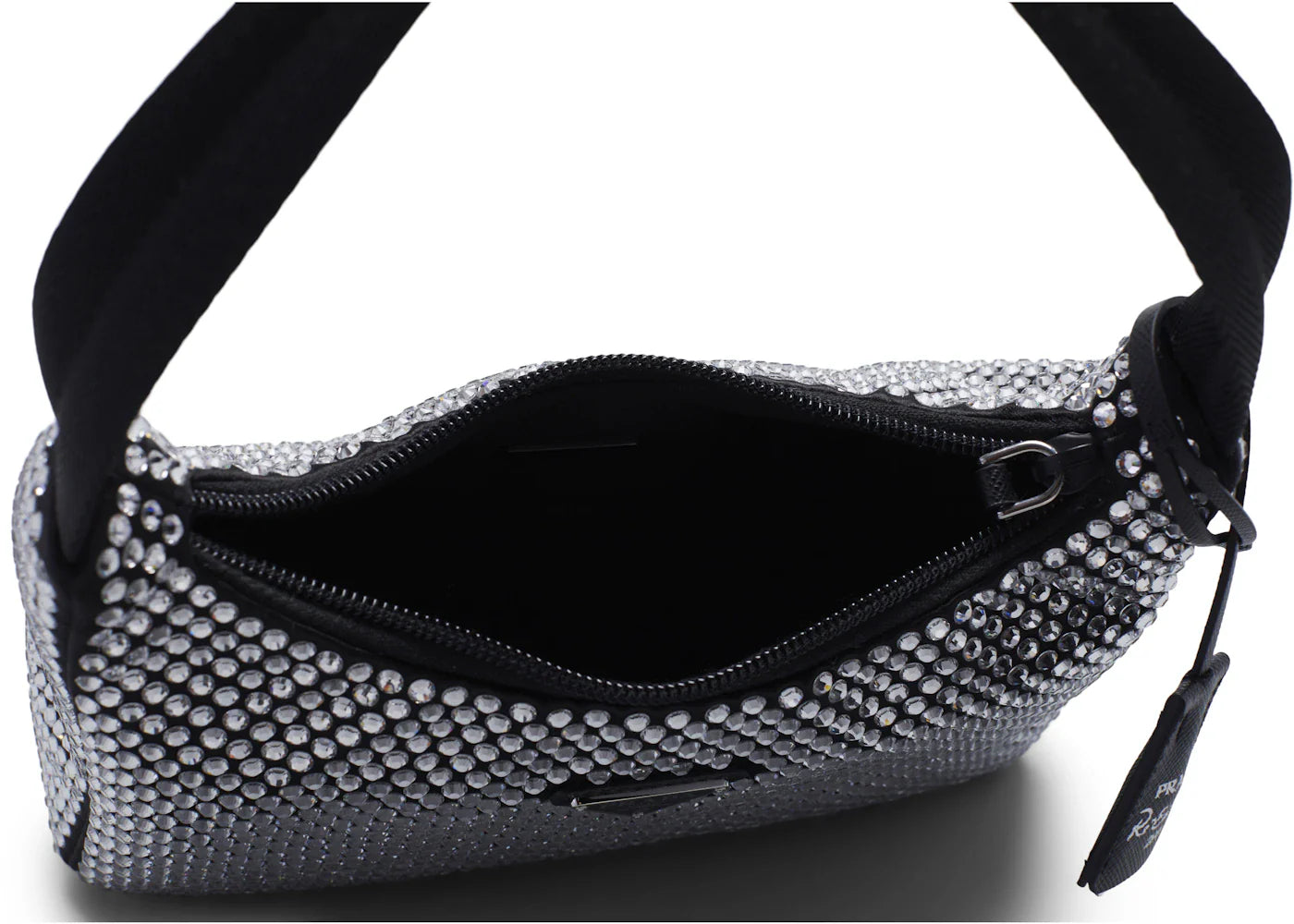 prada re-edition 2000 crystal mini bag black