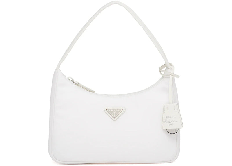 prada re-edition 2000 nylon mini bag white