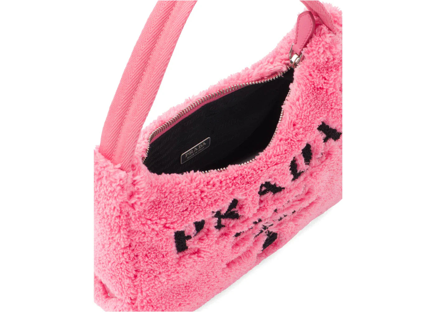 prada re-edition 2000 terry mini bag petal pink/black