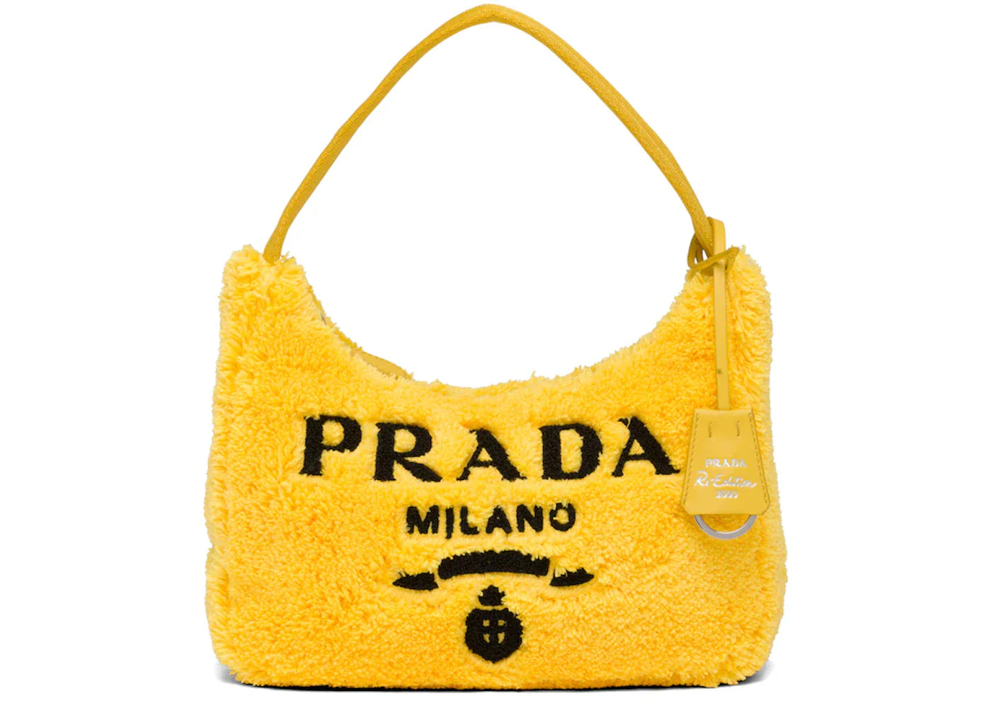 prada re-edition 2000 terry mini bag yellow/black
