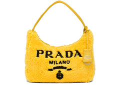 prada re-edition 2000 terry mini bag yellow/black